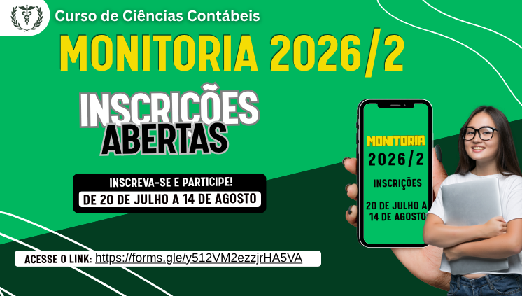 Inscreva-se no Programa de Monitoria do Curso de Ciências Contábeis 2026/2