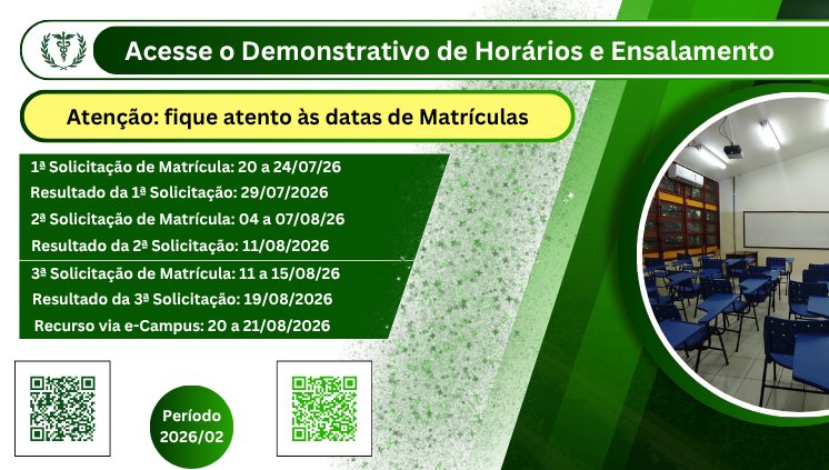 Acesse o Demonstrativo de Horários e Ensalamento do Segundo Semestre de 2026