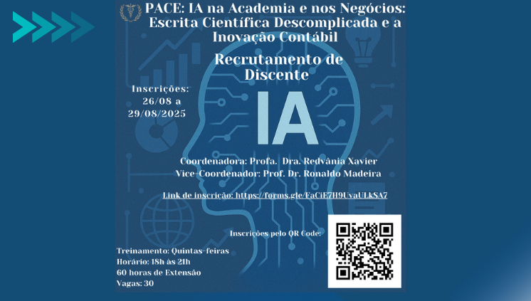 Estão abertas as inscrições para o Projeto de Extensão. Período de 26/08 a 29/08. Acesse o QR code e participe!!!